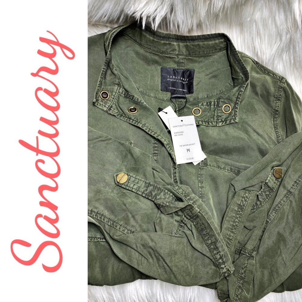 Sanctuary Safari Jacket Olive Green Lyocell Utility Minimalist Cabincore, Medium - Picture 5 of 14